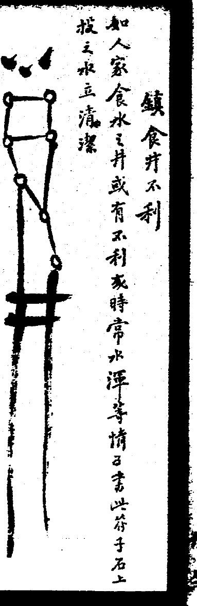 镇食井不利符：上半是七个小圈连成的北斗，下面一个井字。